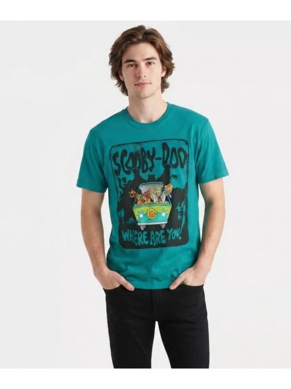 Scooby-Doo Where Are You Graphic T-Shirt XL Teal Cartoon Mystery Machine